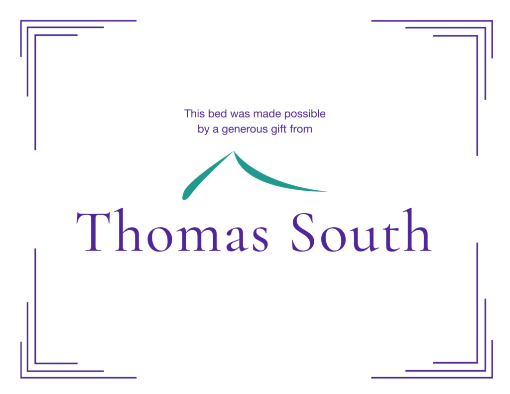 Sponsor A Bed plaque - Thomas South