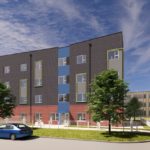 A designer's rendering of the Conservatory Apartments affordable housing project